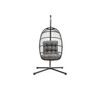 Fauteuil Ouf Suspendu en Rotin Noir Pliante Extérieur Intérieur Housse INCLUS