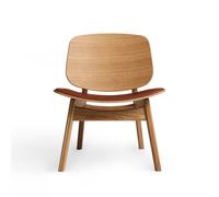 Fauteuil Pandora de La Collection Ro, Assise Rembourrée, Chêne Huilé/cuir Calvados