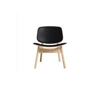 Fauteuil Pandora de La Collection Ro, Rembourré, en Chêne Traité Au Savon et Cuir Noir