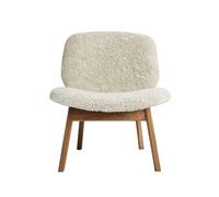 Fauteuil Pandora de La Collection Ro, Tapissé, Chêne Huilé et Peau de Mouton, Moonlight