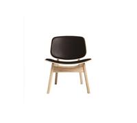 Fauteuil Pandora de La Collection Ro, Tapissé, Chêne Traité Au Savon et Cuir Marron Foncé