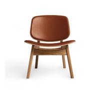 Fauteuil Pandora de La Collection Ro, Tapissé en Chêne Huilé et Cuir Calvados