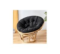 Fauteuil Papasan - DECONATION - Rotin - Coussin noir - D 110 cm - H 90 cm