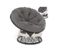 Fauteuil de jardin - TECTAKE - Siège détente d'extérieur en rotin GARGANO avec coussin rond confortable robuste - Marron
