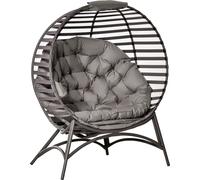 Fauteuil Papasan Outsunny Chaise de jardin 1 place en osier avec coussin Osier pliable