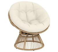 Fauteuil papasan pivotant 360° - fauteuil de jardin - Outsunny - coussin moelleux 12cm - polyrotin et acier - naturel