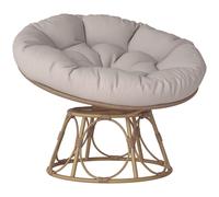 Outsunny Fauteuil papasan en rotin, chaise relax ronde résine tressé, fauteuil pivotant à 360° avec coussin rembourré Ø 100 cm, intérieure ou extérieure, mobilier de jardin, balcon, patio, salon, gris