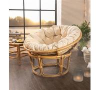 Fauteuil Papasan Rexal en rotin avec coussins, fauteuil en osier, fauteuil inclinable