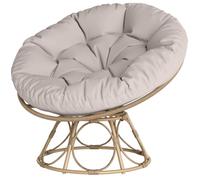 Fauteuil Papasan - Rotin PE - 360° pivotant - Diamètre 90 cm - Gris clair