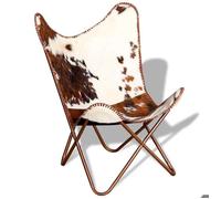 Fauteuil papillon, Chaise papillon, marron et blanc cuir de vache S1518