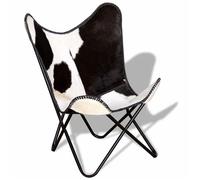 Fauteuil papillon, Chaise papillon, noir et blanc cuir de vache S1519
