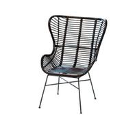 Fauteuil papillon Victoria - 98 x 80 x 81 cm - métal & rotin - noir