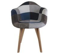 Fauteuil Patchwork Bleu Gris Home Deco Factory