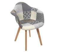 Home Deco Factory Fauteuil Salon Patchwork Gris Lot de 2