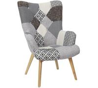 Fauteuil patchwork - HOME DECO FACTORY - HELSINKI - Tissu - Gris - 1 place