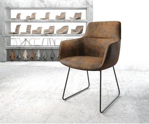 Fauteuil Pejo-Flex brun antique cadre patin noir