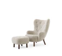 &Tradition Fauteuil Petra VB3 High incl. pouf ATD1 Noix de Grenoble huilée-Sheepskin Moonlight