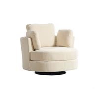 Fauteuil Pivotant 360° avec Base Métallique, Chaise Relax, Chaise Lounge Confortable pour Salon et Chambre, Beige