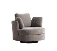 Fauteuil Pivotant 360° avec Base Métallique, Chaise Relax, Chaise Lounge Confortable pour Salon et Chambre, Gris