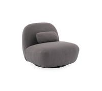 Fauteuil pivotant 360° en bouclette texturée gris souris. piètement en métal noir mat - SPINO