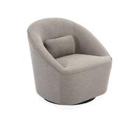 Fauteuil pivotant 360° en tissu grège. avec coussin LANA L 80 x P 73 x H77cm
