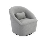 Fauteuil pivotant 360° en tissu gris clair. avec coussin LANA L 80 x P 73 x H77cm