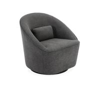 sweeek - Fauteuil pivotant 360° en Tissu Gris foncé avec Coussin. Lana L 80 x P 73 x H77cm