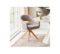 Fauteuil pivotant 61x58x83 cm en tissu marron et pieds en bois - EIRA