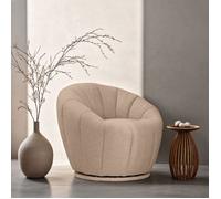 Fauteuil pivotant 84x84x70 cm en tissu bouclette sable - SHERPA