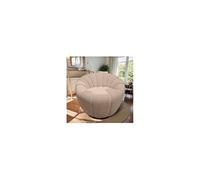 Fauteuil pivotant 84x84x70 cm en tissu bouclette sable - SHERPA