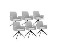 Chaises - TECTAKE - Lot 6 fauteuils DAYA pivotants 360° rembourrés avec tissu robuste 55,5 x 58 x 87 cm - Gris Clair