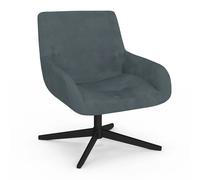 IDMarket - Fauteuil pivotant Albus en Velours Gris Pieds Noirs