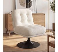 IDMarket - Fauteuil en Velours côtelé Beige | Fauteuil pivotant ALFRED en velours côtelé beige pied tulipe métal noir