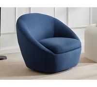 Fauteuil pivotant arrondi en tissu bleu LACARA II Bleu