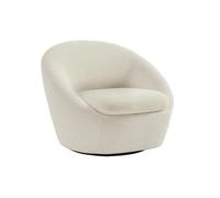 Fauteuil pivotant arrondi en tissu bouclette blanc LACARA