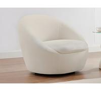 Fauteuil pivotant arrondi en tissu bouclette blanc LACARA