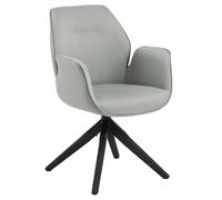 Fauteuil pivotant Aura gris clair, pieds en bois rembourrés