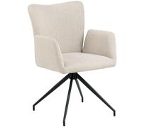 Fauteuil pivotant beige avec accoudoirs, pieds en métal