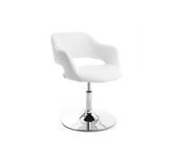 Fauteuil pivotant design blanc et acier chromé JESSY