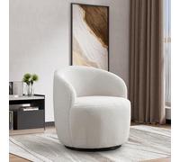 Fauteuil pivotant confortable en boucle - Fauteuil rembourré en Sherpa pour lecture, salon, chambre, bureau et club - Motif fourrure d'ours blanc confortable