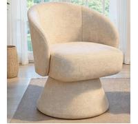 Fauteuil pivotant CYRUS en tissu chenille beige