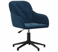 Fauteuil pivotant de bureau - CLARENCE - Bleu - Velours doux - 56x61,5x(72-80) cm - Hauteur réglable - Pivotement à 360°