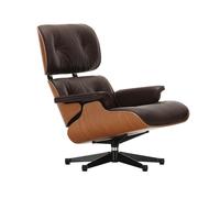Fauteuil pivotant Eames Lounge Chair cuir shell american cherry tree/84x92x89cm