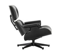 Fauteuil pivotant Eames Lounge Chair cuir shell black lacquered ash/84x92x89cm