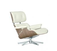 Fauteuil pivotant Eames Lounge Chair cuir shell walnut white pigmented/84x92x89cm