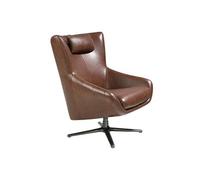 Fauteuil pivotant en cuir brun 5089C, 76 x 90 x 100 cm. -