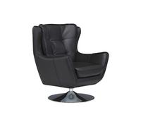 Fauteuil pivotant en cuir de buffle noir ANABA