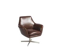 AC ANGEL CERDÁ Ángel Cerda - Fauteuil Pivotant Rembourré en Cuir - 82 X 74 X 85 cm Cuir Cognac et Acier Inoxydable Poli - Confort D'avant-Garde, Style Sophistiqué, Fauteuil de Relaxation Inclinable