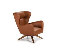 Fauteuil pivotant en simili cuir et bois 5038C, 86 x 75 x 90 cm. -