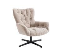 Fauteuil pivotant en tissu beige OPHELIE